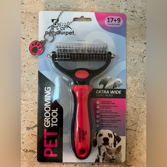 patyourpet Other - Pat Your Pet Deshedding Brush - Double-Sided Undercoat Rake for Dogs & Cats